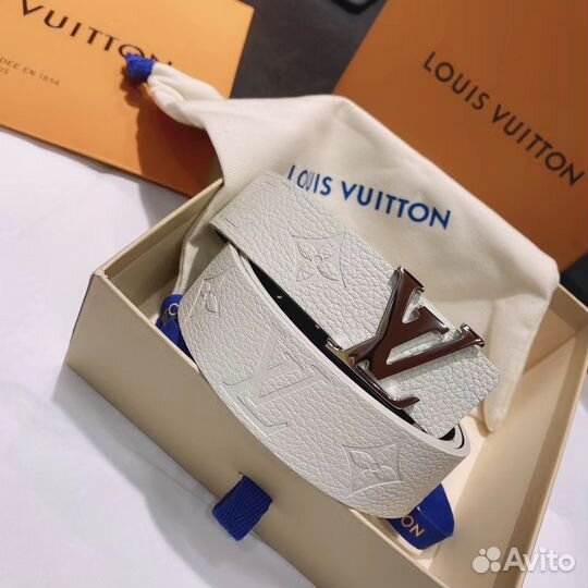 Ремень белый louis vuitton iconic 30 мм