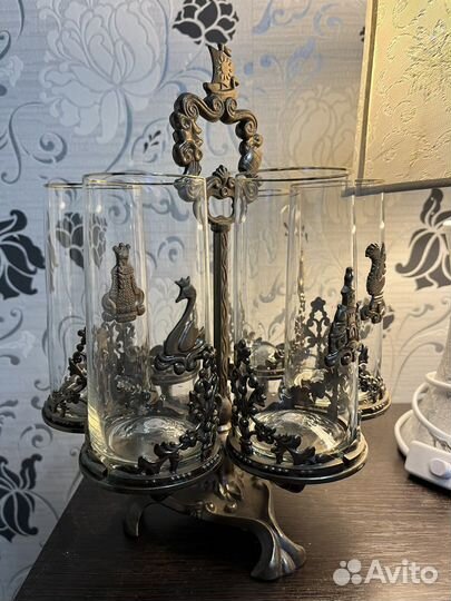 Коллекционные Винтажные Набор Стаканов в подставке