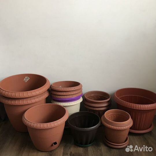 Горшки цветочные от 5.5 л до 29 л с поддонами