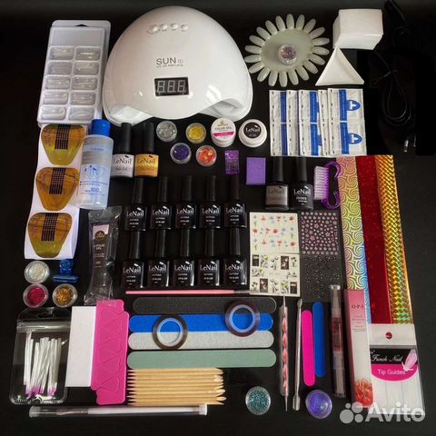 Набор для маникюра, наращивания ногтей с лампой