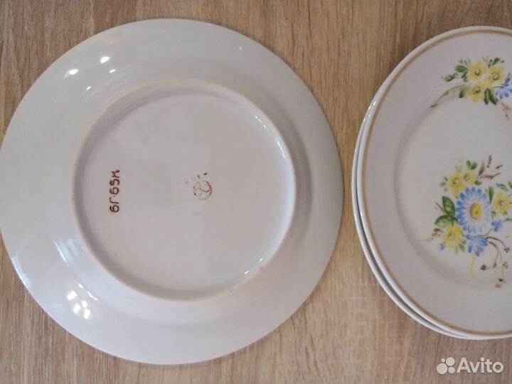 Тарелки фарфор СССР позолота Октябрьский фарфоро-ф