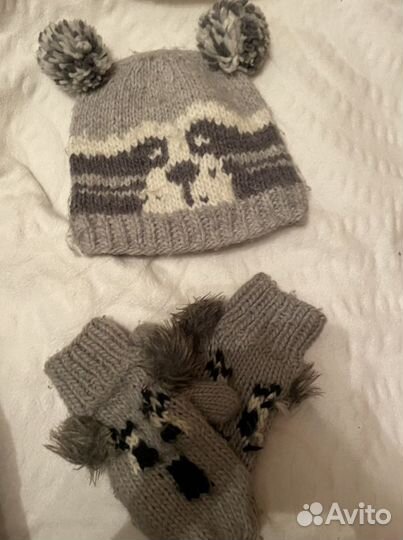 Шапка с варежками