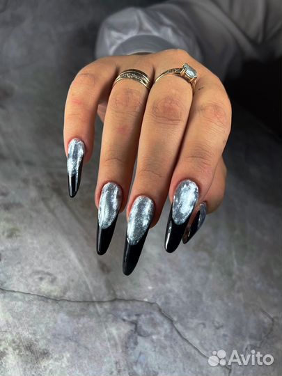 Выкладной френч наращивание ногтей маникюр