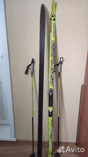 Лыжи беговые fisher классические 170, палки 115
