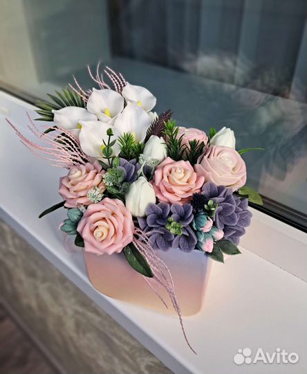 Цветы из мыла мыльные розы интерьерный букет