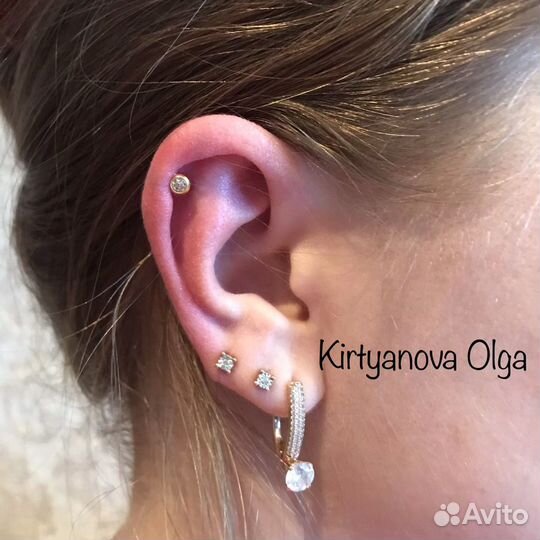 Прокол ушей, трагус, хрящик