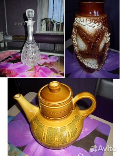 Хрустальный графин,ваза,заварной чайник