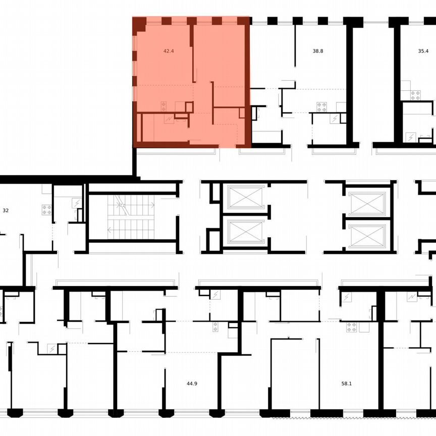 1-к. квартира, 42,4 м², 39/39 эт.