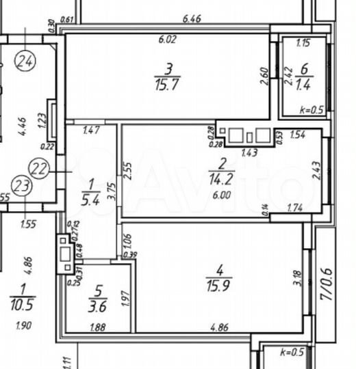 2-к. квартира, 58,8 м², 8/8 эт.