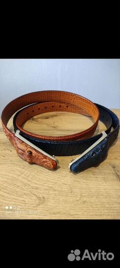 Кожаный ремень с головой аллигатора