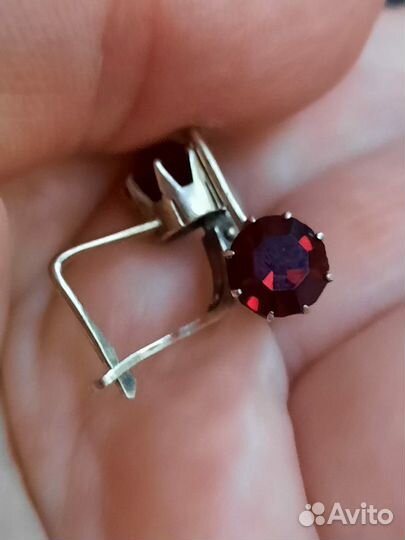 Серебряные серьги СССР 875 пробы