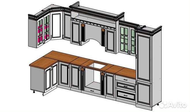 Кухня Верона угловая крем глянец