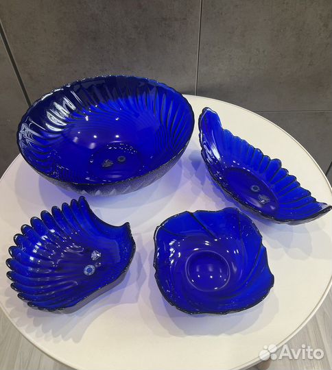 Хрусталь СССР синее кобальтовое стекло