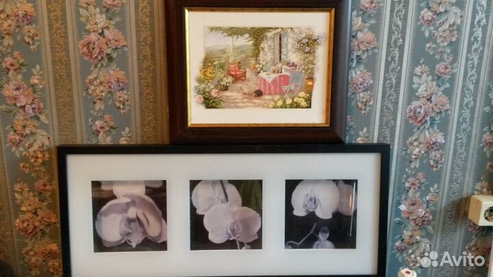 2панно: цветок 77х28см и натюрморт 24Х36
