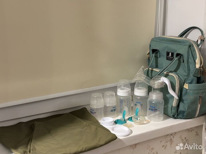Рюкзак для мам,молокоотсос avent,снуд для корм