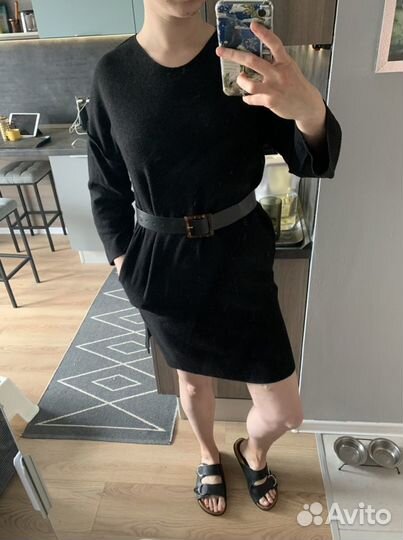 Платье теплое черное Корея (One size, L-XL)