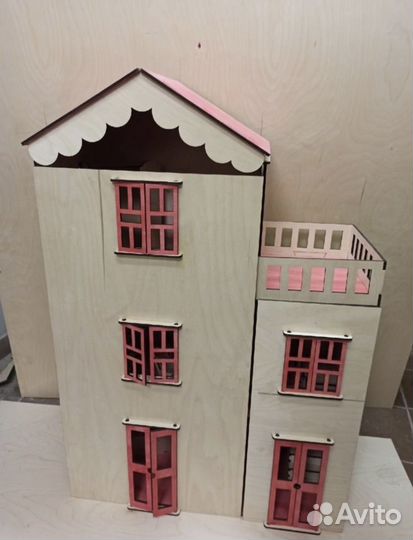Дом деревянный 120 см для кукол с мебелью