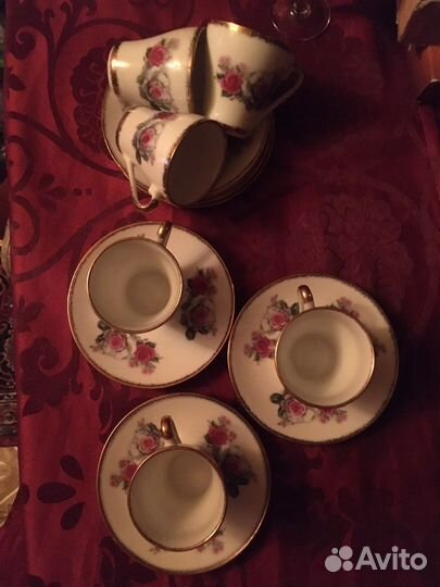 Кофейные чашки старинные тонкий фарфор