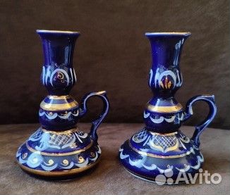 Гжельский фарфор, кобальт, золото. Оригинал, Новое