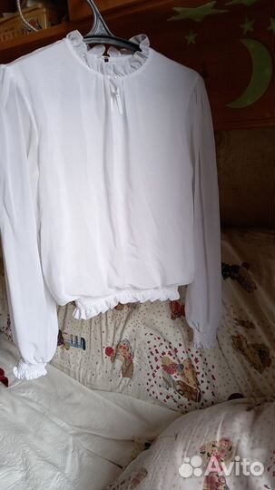 Блузка белая для девочек 7-8 лет