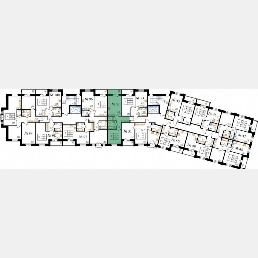 1-к. квартира, 45,8 м², 6/8 эт.