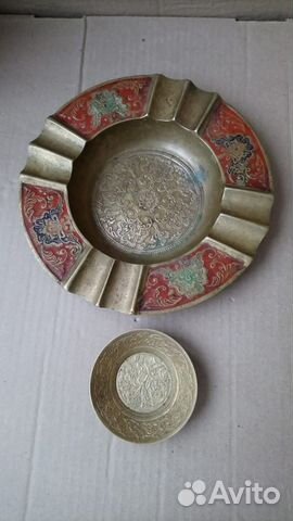 Индия эмаль латунь пепельница