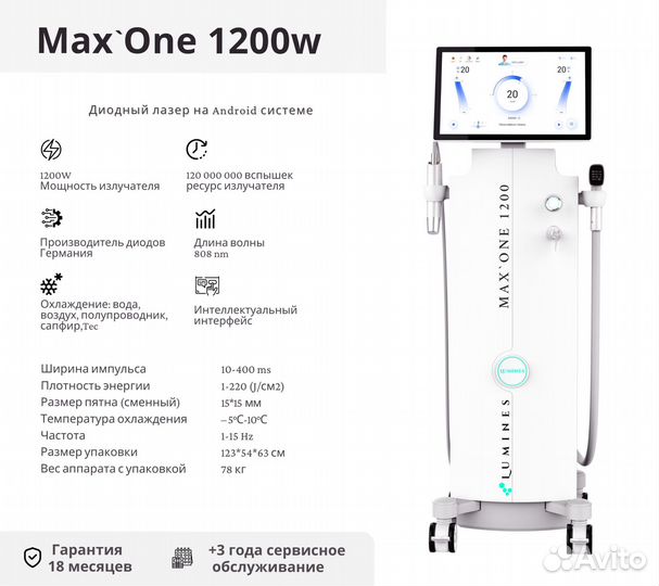 Аппарат для эпиляции люминес Max’One 1200W