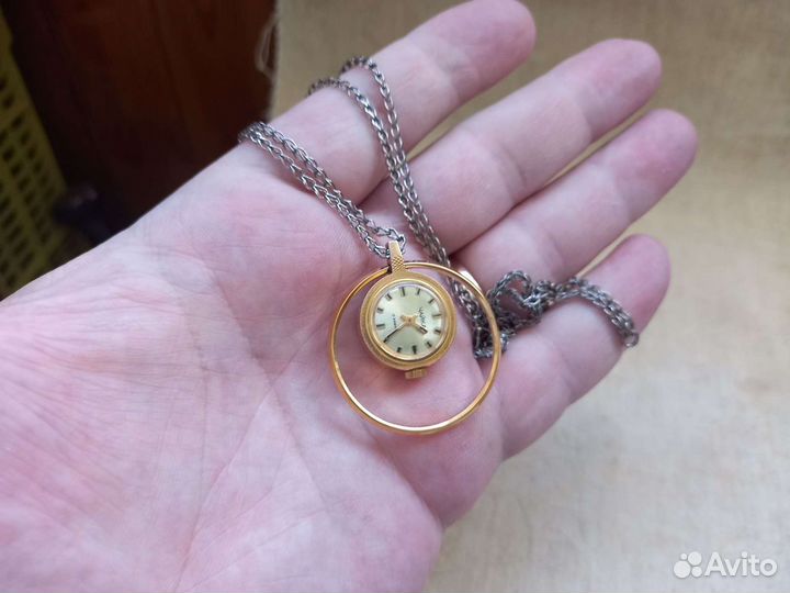 Винтажные часы-кулон, позолоченные