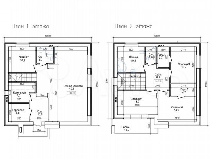 Коттедж 176 м² на участке 1 сот.