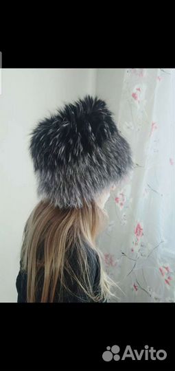 Шапка натуральная, чёрная лиса
