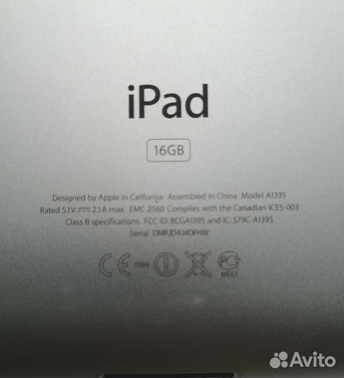 Apple iPad 2 (A1395) 16Gb Wi-Fi