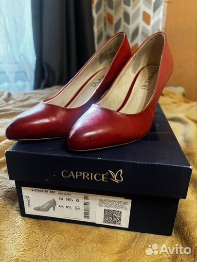 Туфли лодочки 38,5 Caprice красные