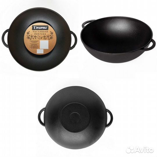 Сковорода чугунная WOK гардарика 30см,с двумя ручк