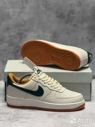 Кроссовки Nike Air Force 1 Light Brown Green (Арт.19473)