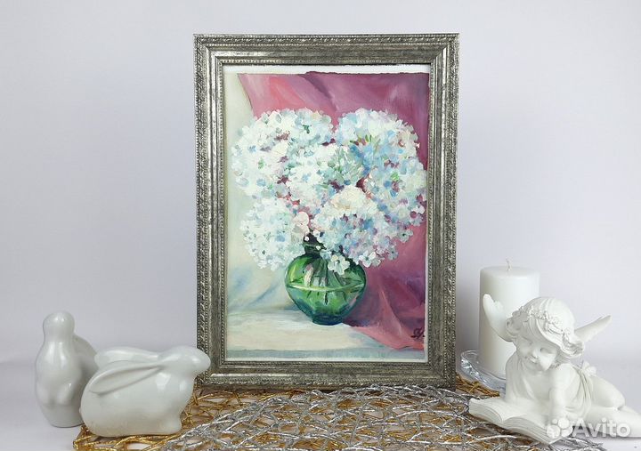 Белые цветы. Натюрморт Картина маслом на холсте