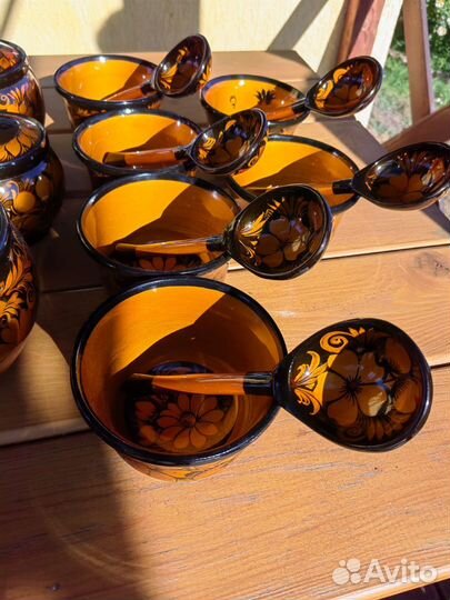 Набор деревянной посуды Хохлома оригинал