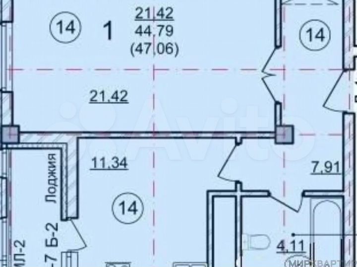 1-к. квартира, 49 м², 4/10 эт.