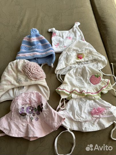 Шапочки, панамки на девочку