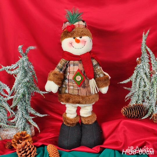 Игрушка новогодняя раздвижная снеговик и лось