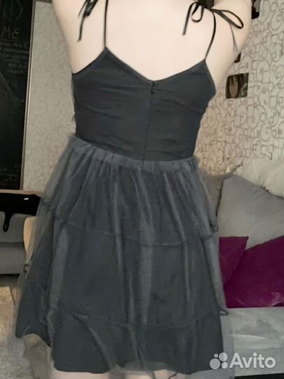 Платье серое сетчатое