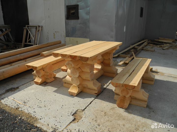 Сруб стола из оцилиндрованного бревна для Бани