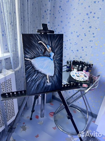 Картина акрилом на холсте 20*30 Балерина