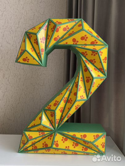 Цифра на День Рождения объёмная полигональная