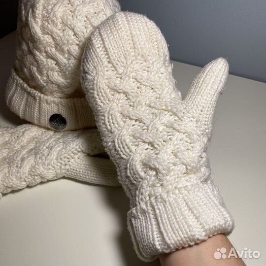 Шапка шарф и варежки adidas на флисе