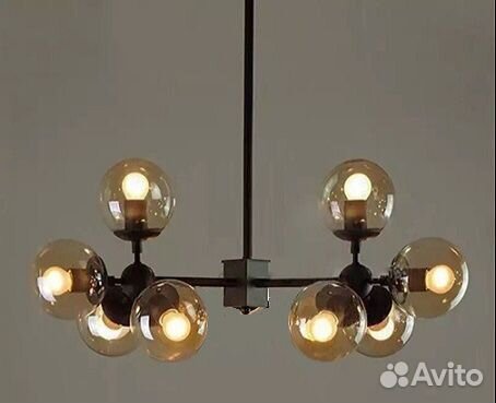 Люстра 56W (392Вт) Лофт 8 плафонов, коричн. стекло