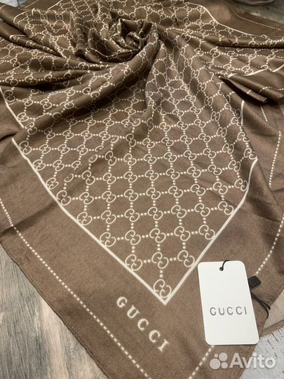 Палантин платок Gucci коричневый тонкий