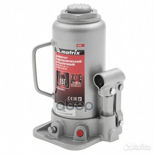 50729 домкрат гидравлический бутылочный, 15т