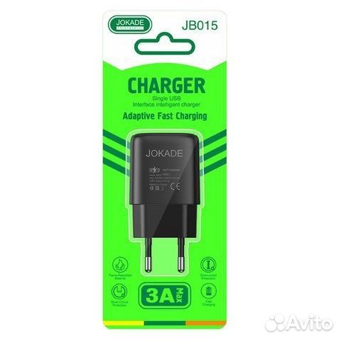 Сзу jokade JB015 1*USB 3A fast charge Black