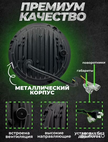 LED диодные фары на мотоцикл мопед