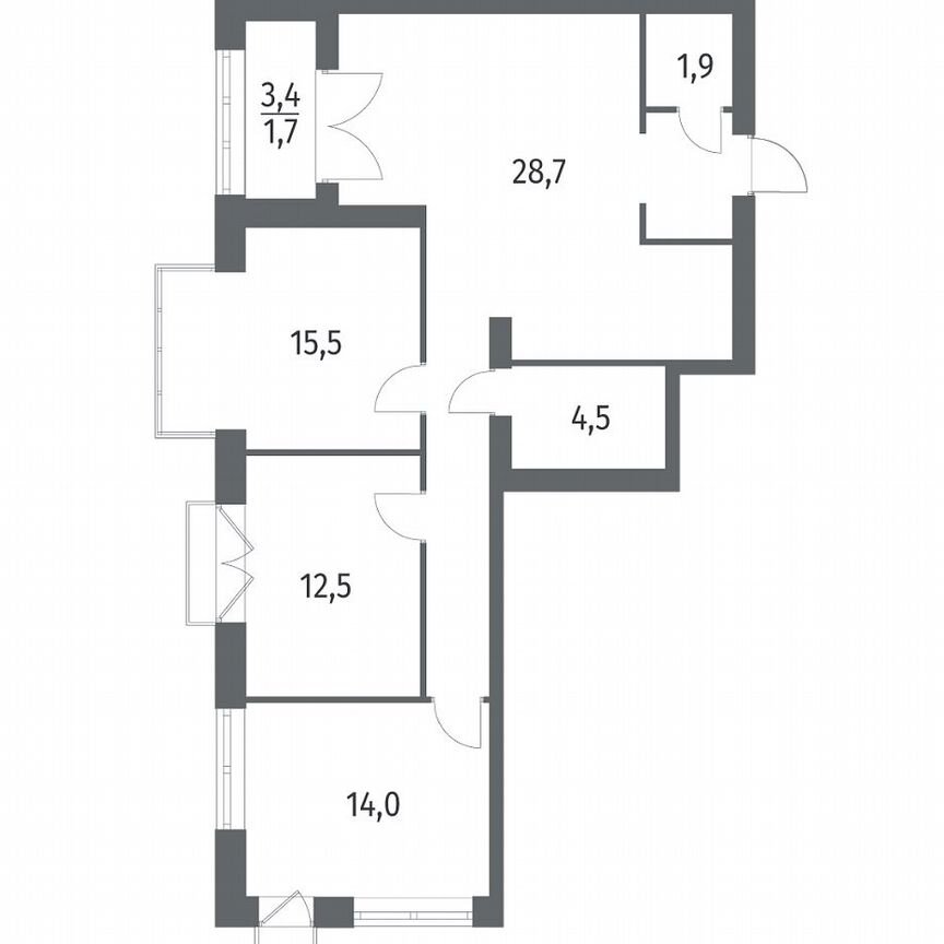 3-к. квартира, 89,5 м², 7/11 эт.